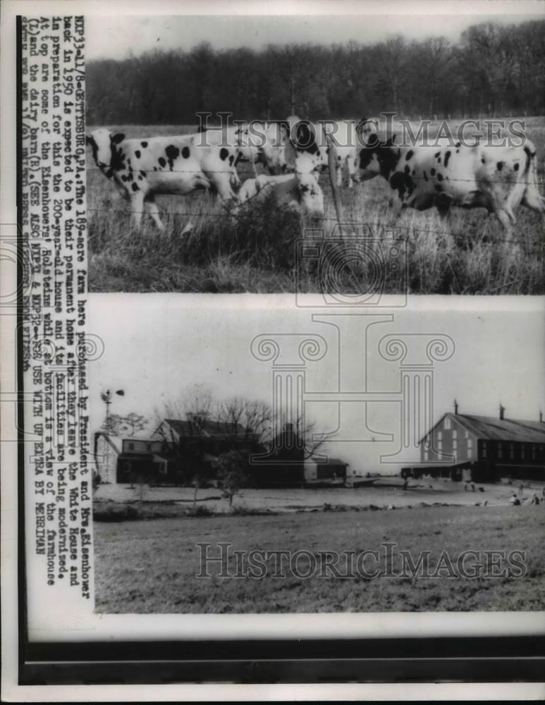 1954 Press Photo Gettysburg Pa farm of President &amp; Mrs Eisenhower - Historic Images