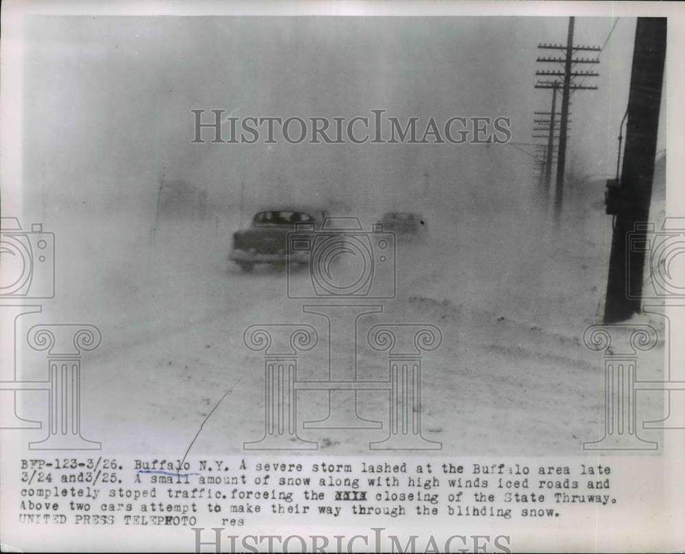 1955 Press Photo Severe Snowstorm At Buffalo New York - Historic Images