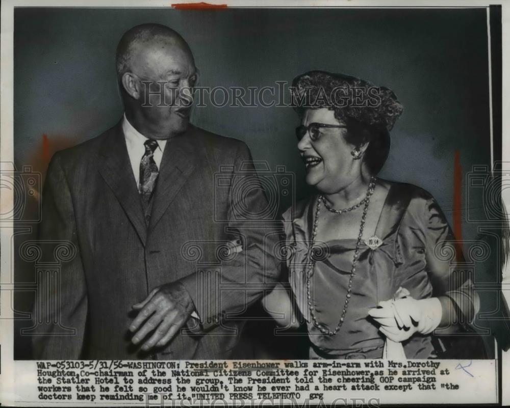 1956 Press Photo President Eisenhower, Mrs. Dorothy Hougton Washington - Historic Images