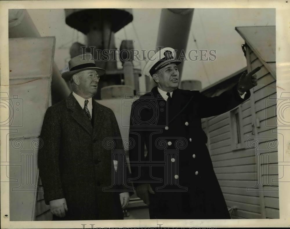 1940 Press Photo New York Secretary of Navy Frank Knox greeted by Adm Woodward - Historic Images