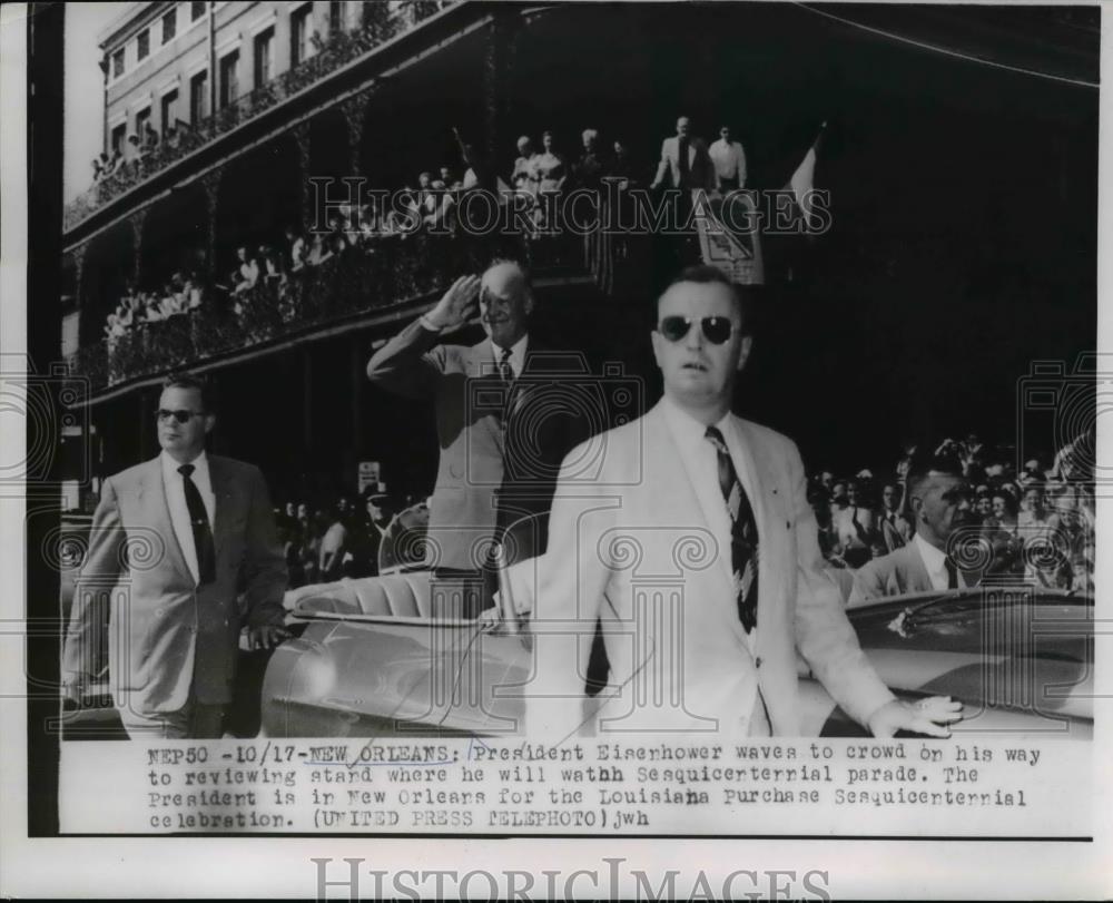 1953 Press Photo President Eisenhower At Sesquicentennial Parade - Historic Images