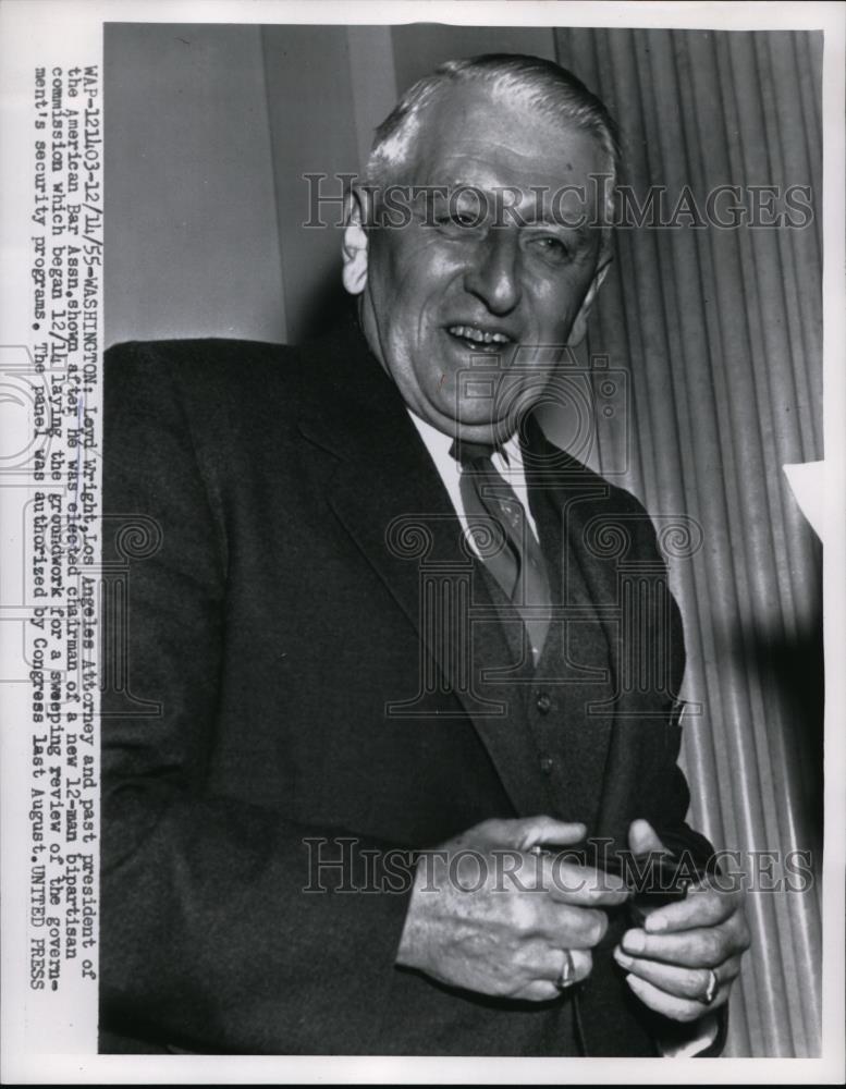 1956 Press Photo Washington, Loyd Wright, Los Angeles Attorney, American Bar - Historic Images