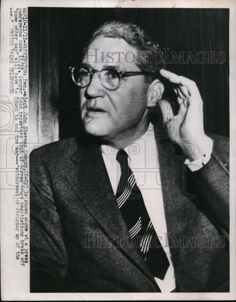 Press Photo Senator John Sherman Cooper, At Press Conference - Historic Images