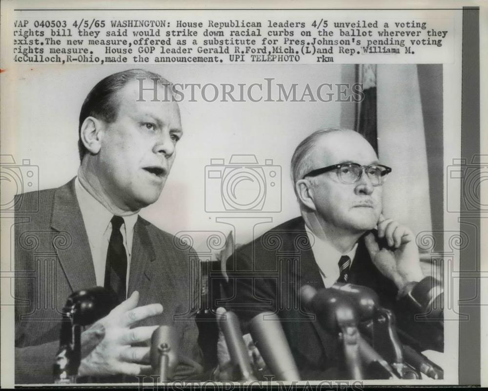 1965 Press Photo Washington House Rep. leaders unveiled a voting rights bill - Historic Images