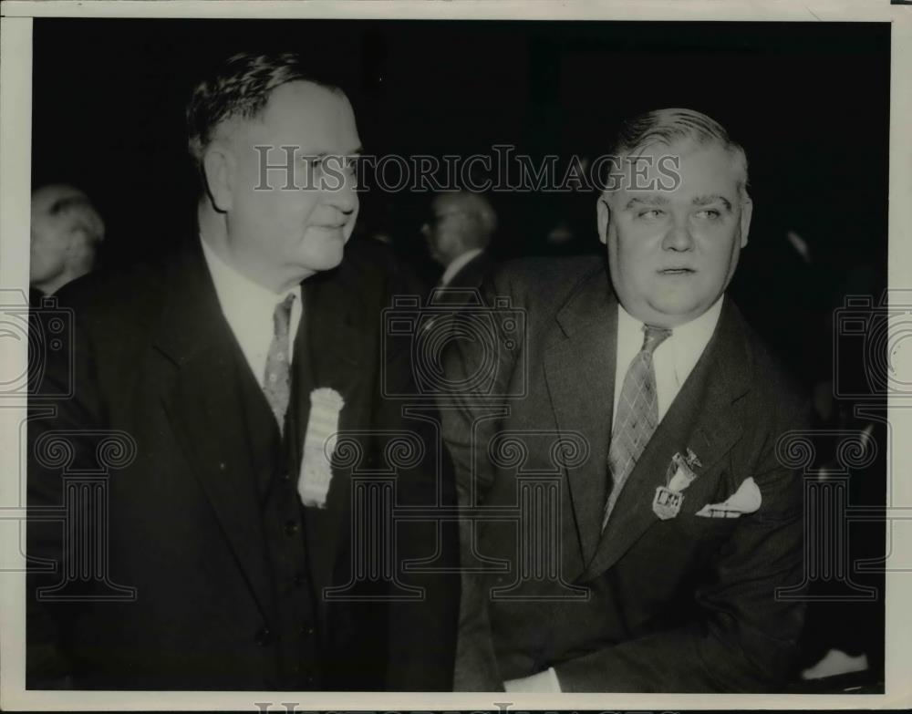 1936 Press Photo Everett Sanders And George Akerson Talking Over Old Times - Historic Images