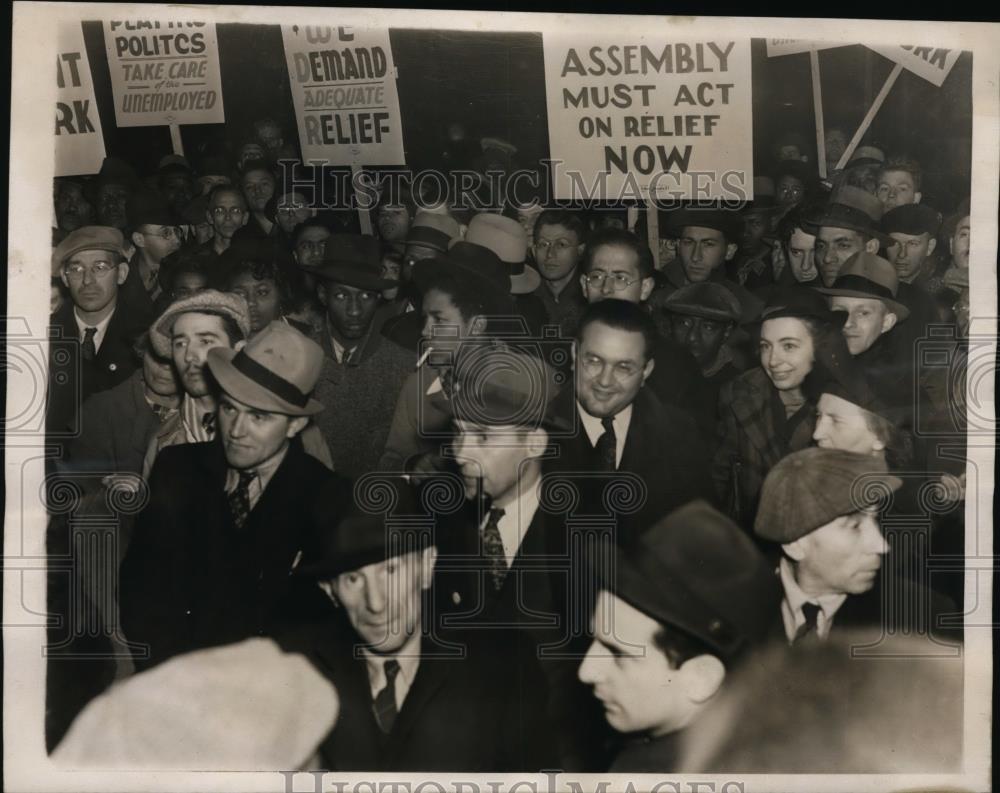 1939 Press Photo Workers Alliance bring frustrations to New Jersey state capital - Historic Images