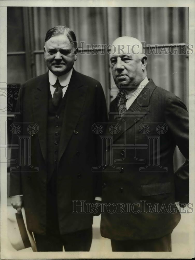 1927 Press Photo Secretary of Commerce Herbert Hoover &amp; Admiral WHG Bullard - Historic Images