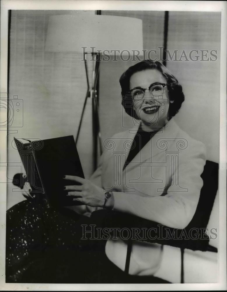 1956 Press Photo Woman Wears Hearing Aid Built into Eye Glasses - Historic Images