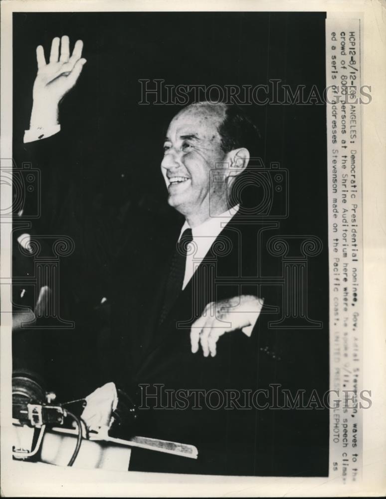 1952 Press Photo Governor Adlai Stevenson Democratic Presidential Nominee - Historic Images