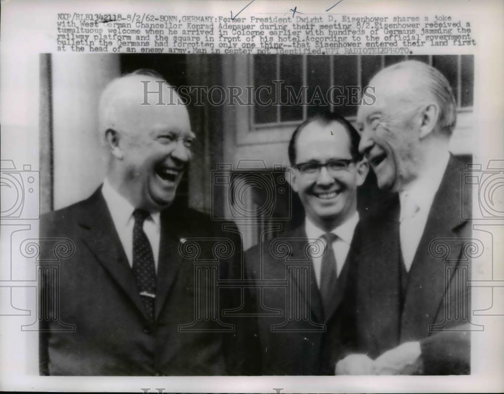 1962 Press Photo Ex President Eisenhower, West German Chancellor Konrad Adenauer - Historic Images