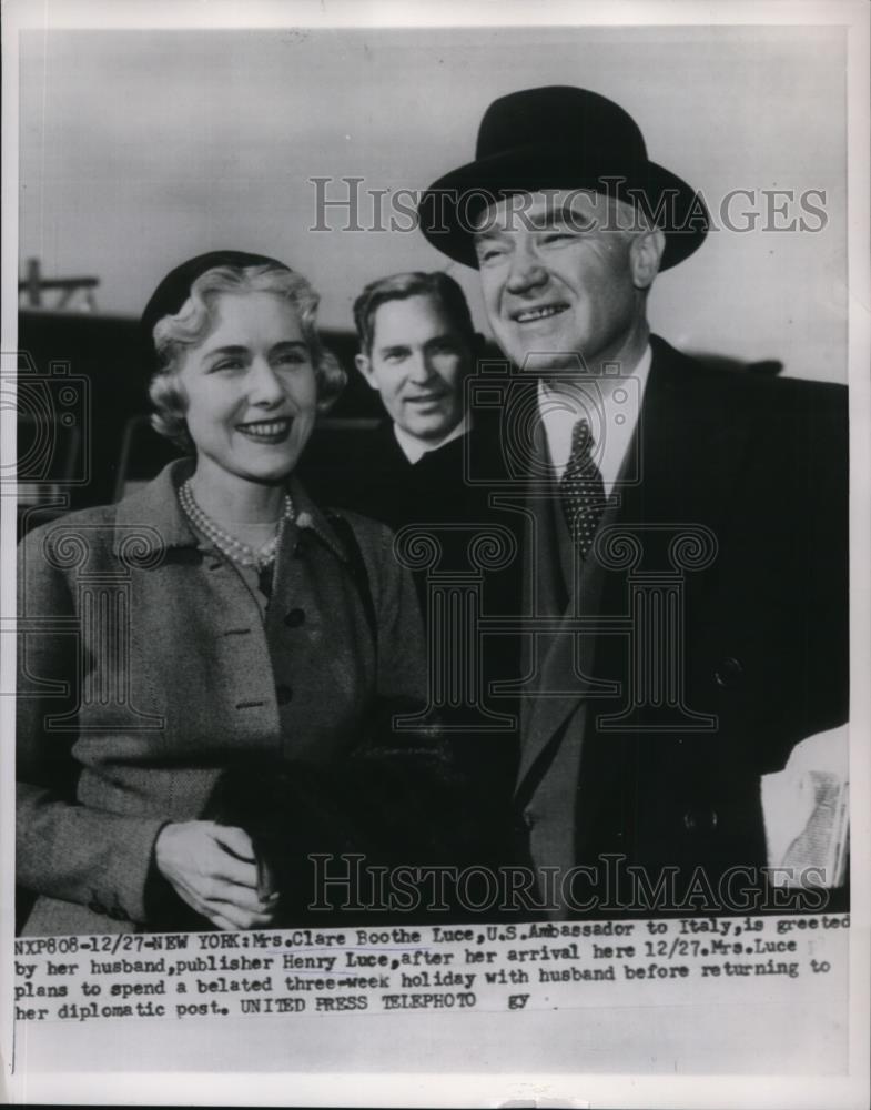 1954 Press Photo Clare Boothe Luce,U.S Amb. to Italy and husband Henry Luce - Historic Images