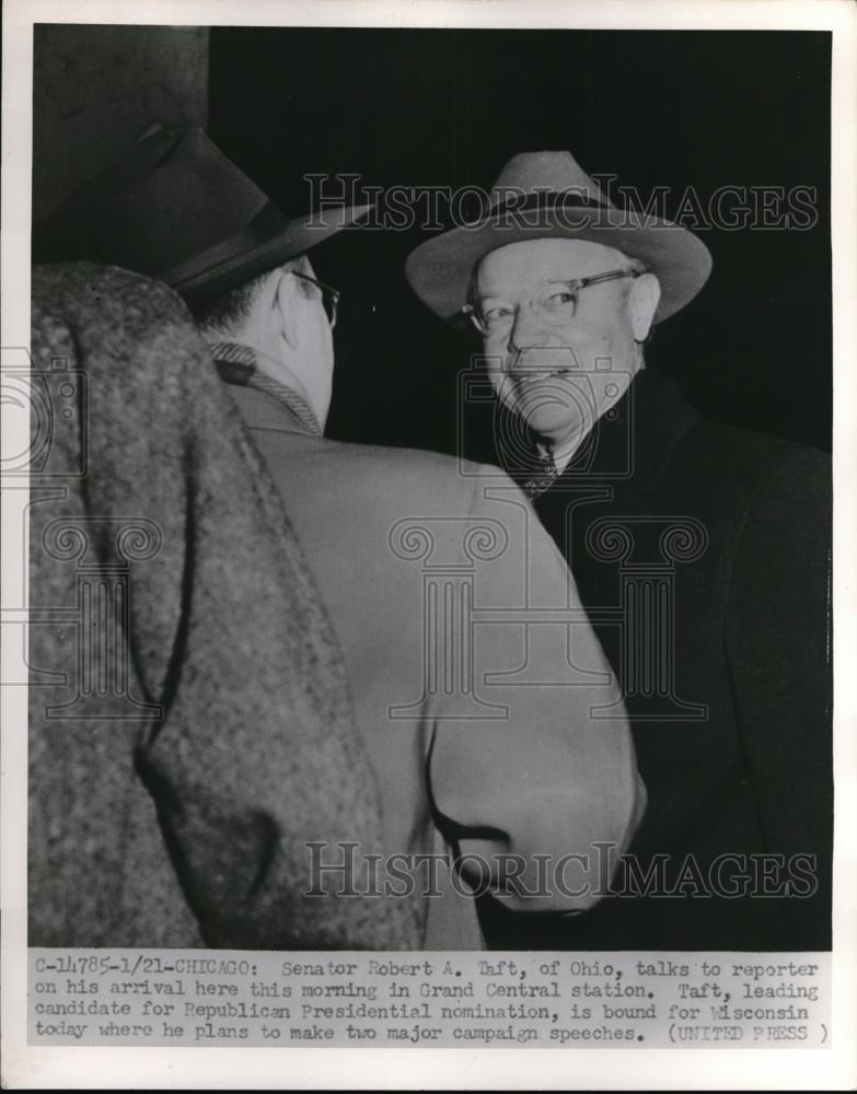 1952 Press Photo Sen. Robert A. Taft of Ohio at the Grand Central Station - Historic Images