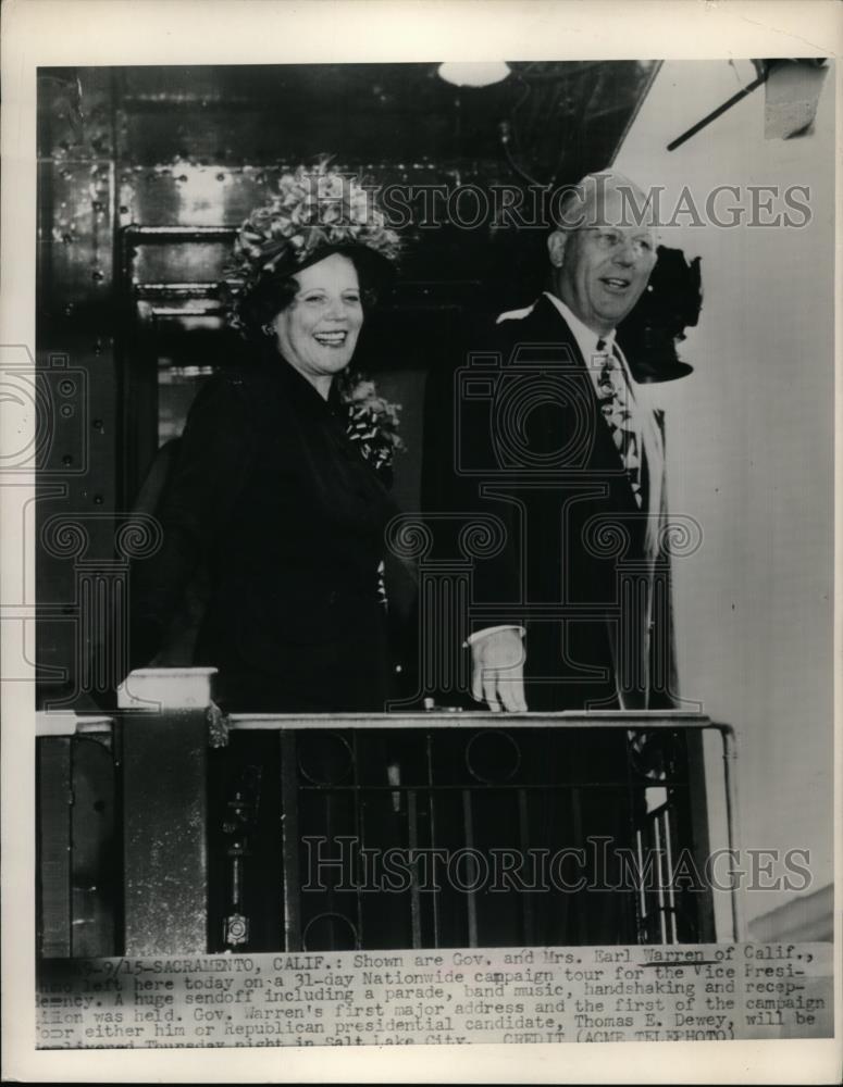 1948 Press Photo Governor &amp; Mrs Earl Warren of California in Sacramento - Historic Images