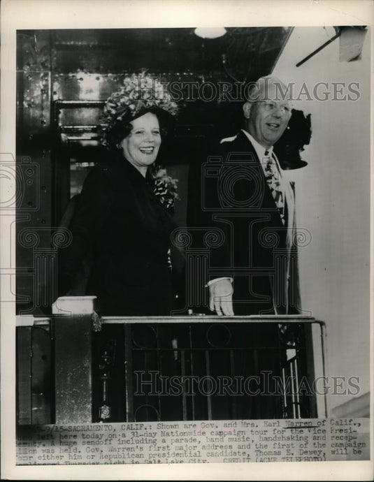 1948 Press Photo Governor & Mrs Earl Warren of California in Sacramento - Historic Images