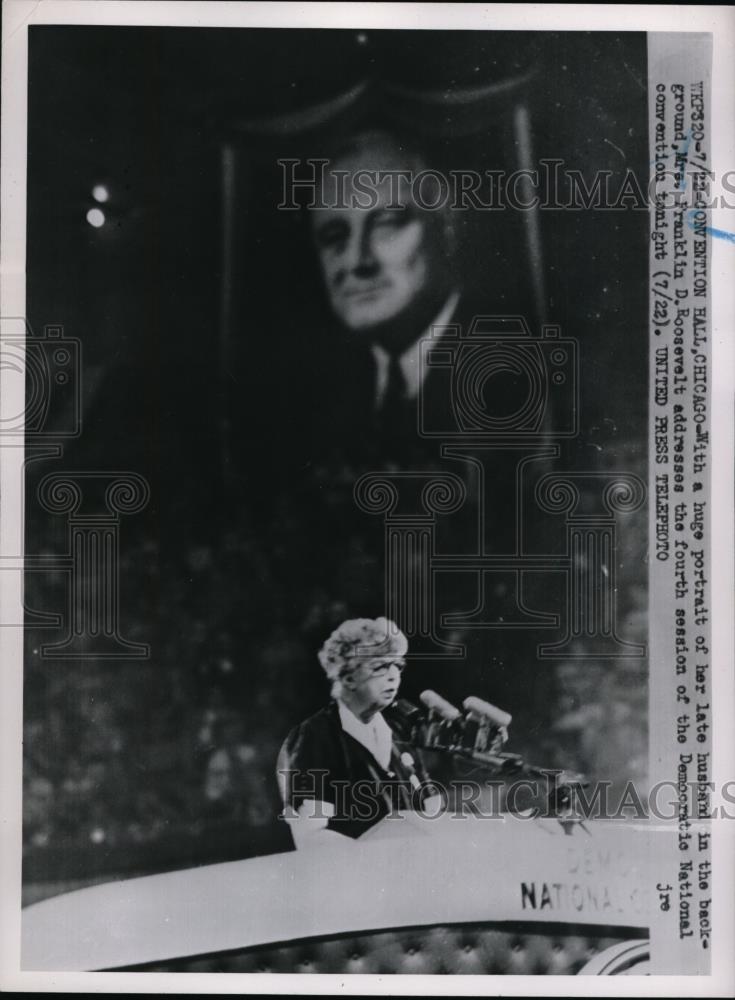 1952 Press Photo Mrs Eleanor Roosevelt wife of late President, Dem Natl Conventn - Historic Images