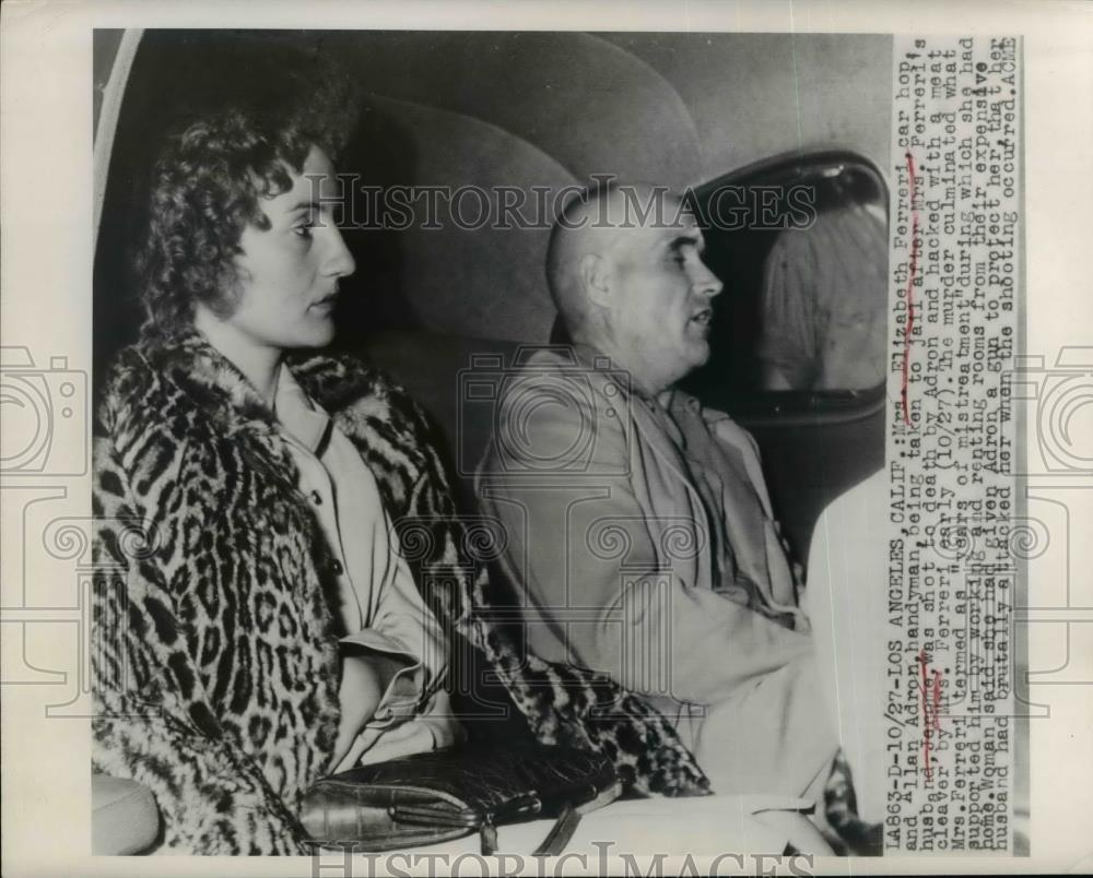 1948 Press Photo Mrs. Elizabeth Ferreri and Allan Adron Taken to Jail for Murder - Historic Images