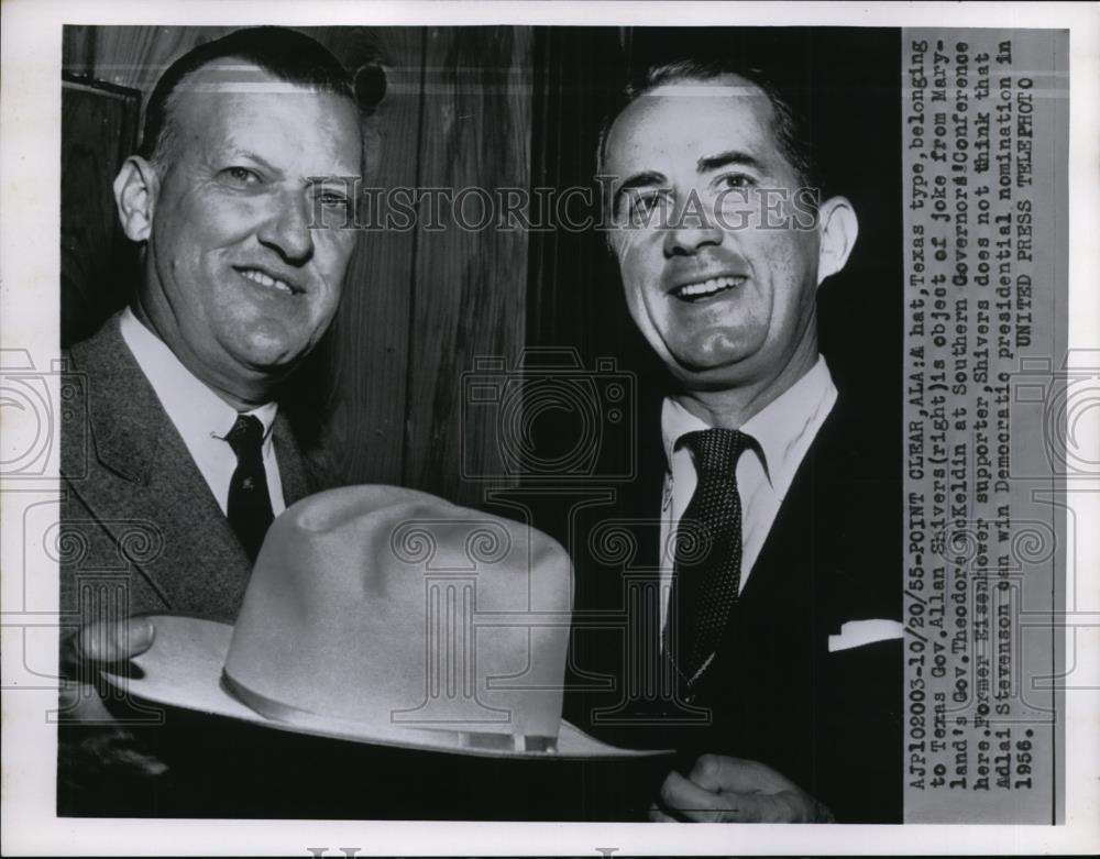 1955 Press Photo Gov. Allan Shivers, Gov. Theodore McKeldin Point Clear, AL - Historic Images