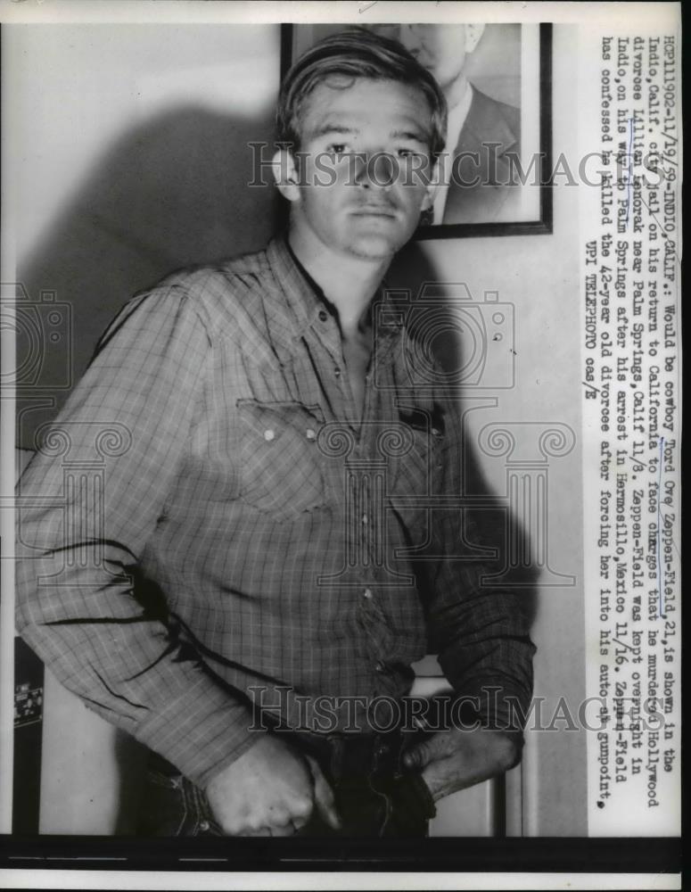 1959 Press Photo Tord Ove Zeppen Field who killed Lillian Lenorak - Historic Images