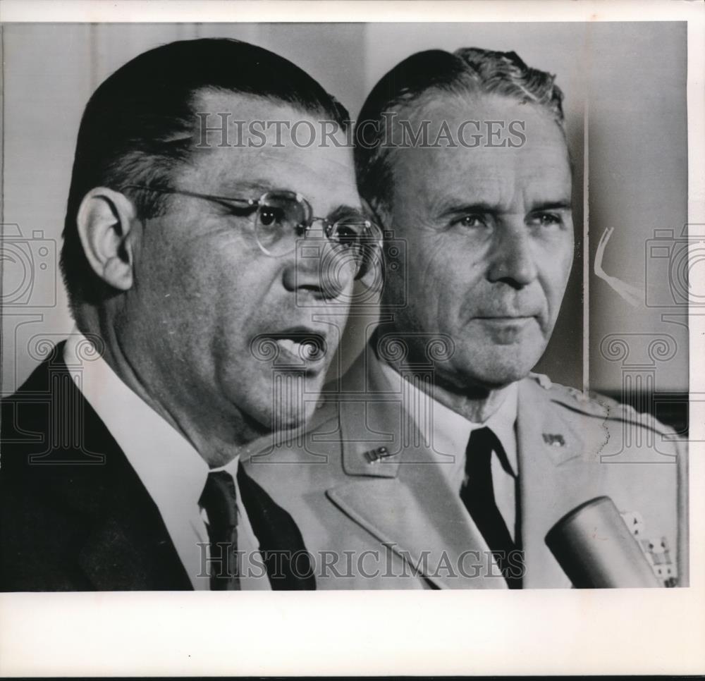 1964 Wire Photo Secretary of Defense Robert McNamara with Gen. Maxwell Taylor - Historic Images
