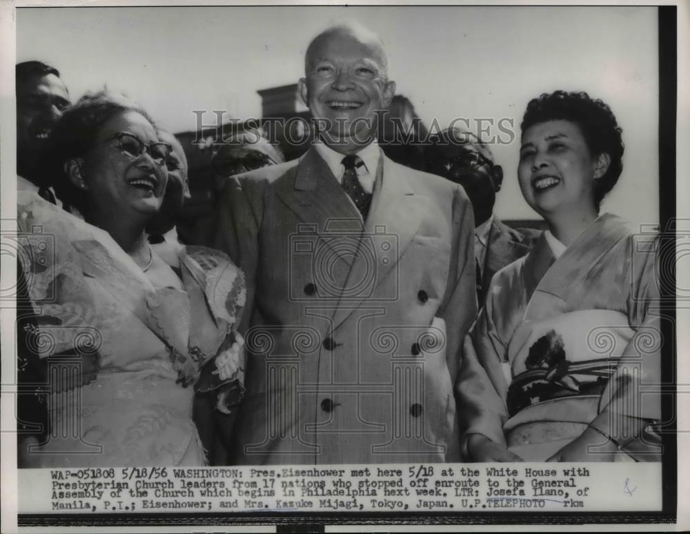 1956 Press Photo Pres.Eisenhower with Presbyterian Church Leaders from 17 nation - Historic Images