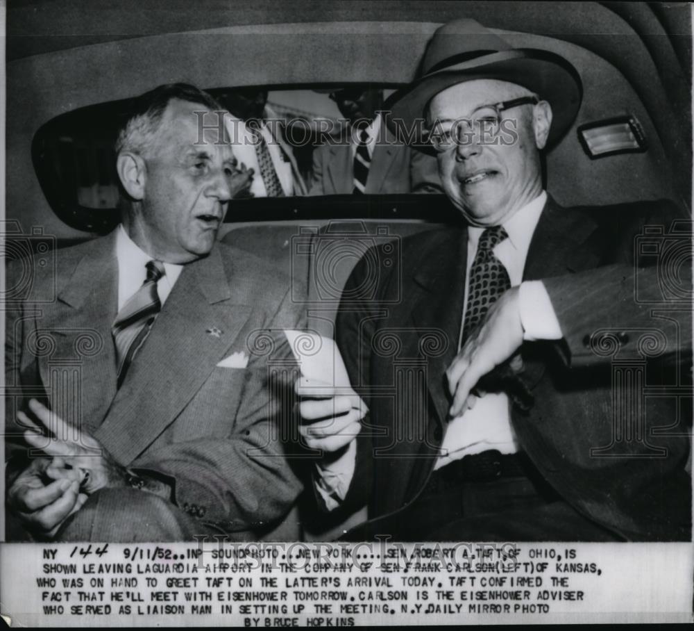 1952 Press Photo Senators Robert A Taft of Ohio & Frank Carlson of Kansas - Historic Images