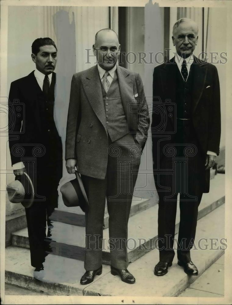 1933 Press Photo Sec of State Cordell Hull, Mixican Luis P Nervo, Jose P Casaura - Historic Images