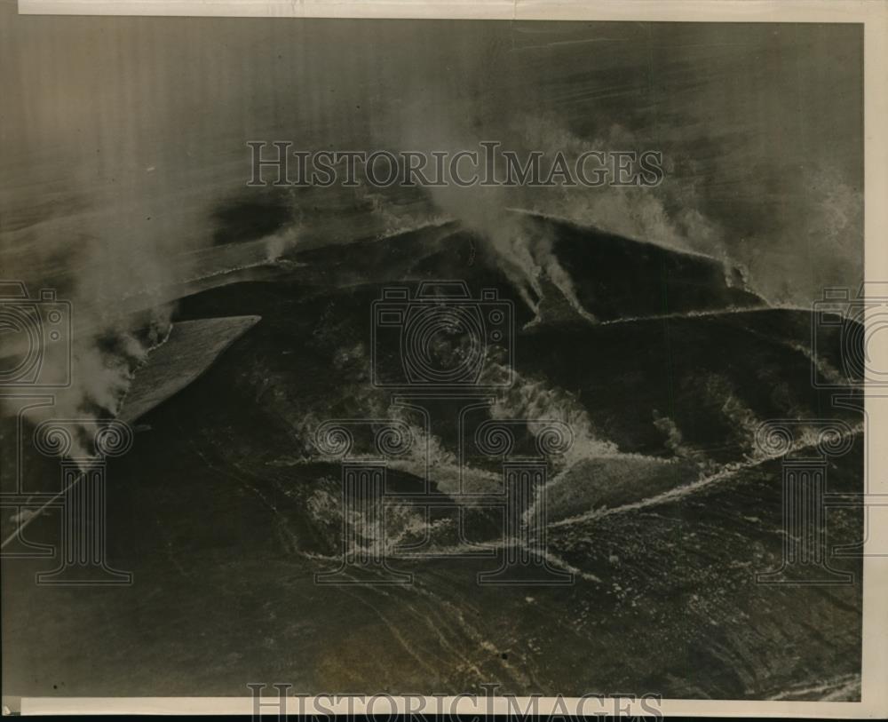 1939 Press Photo Kansas City Mo Kansas Blue Stem pastureland swept by fire. - Historic Images