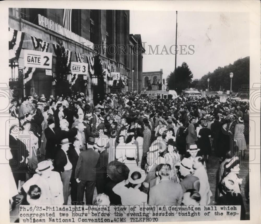 1948 Press Photo Crowd at Convention Hall of Republican National Convention - Historic Images