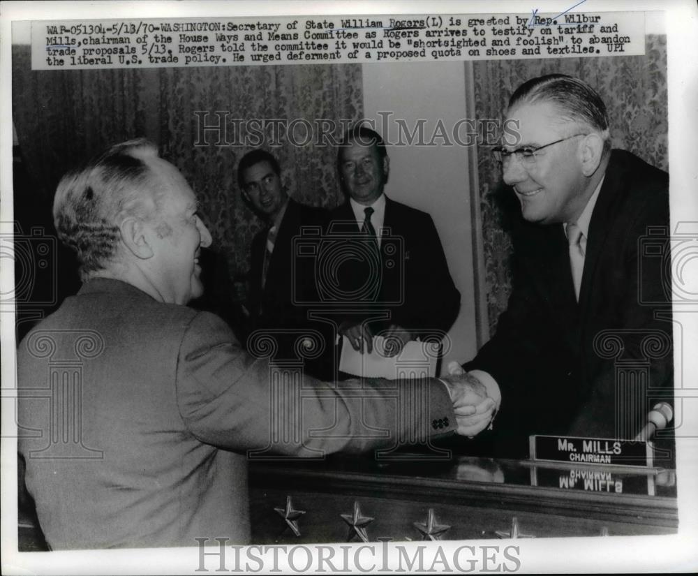 1970 Press Photo Washinton Secy of State William Rogers with Rep Wilbur Mills - Historic Images