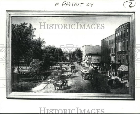 1986 Press Photo View of Public Square artwork on display at Western Reserve - Historic Images