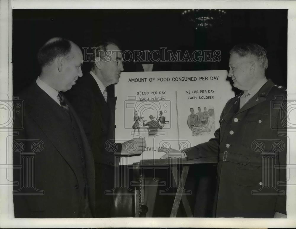 1943 Press Photo Senator Ralph Brewster &amp; Senator James Mead &amp; Brig Gen Gregory - Historic Images