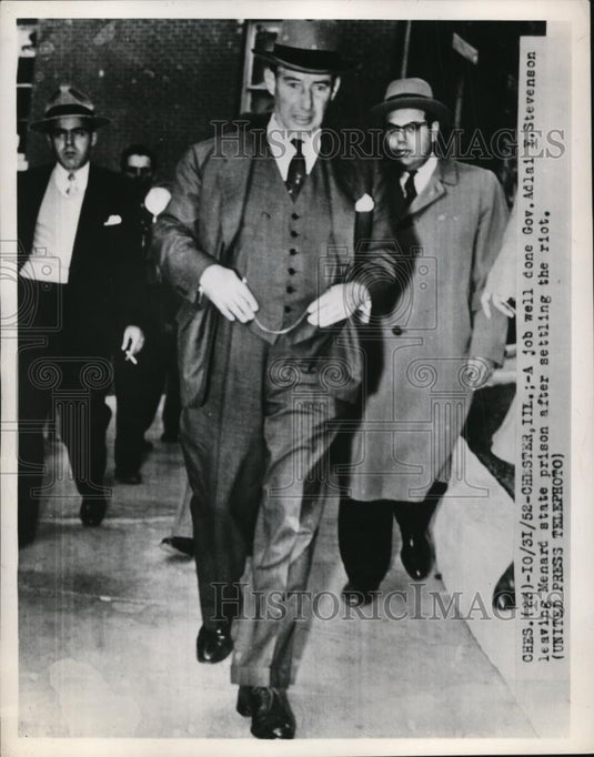 1952 Press Photo Governor of Illinois Adlai Stevenson at Menard State Prison - Historic Images