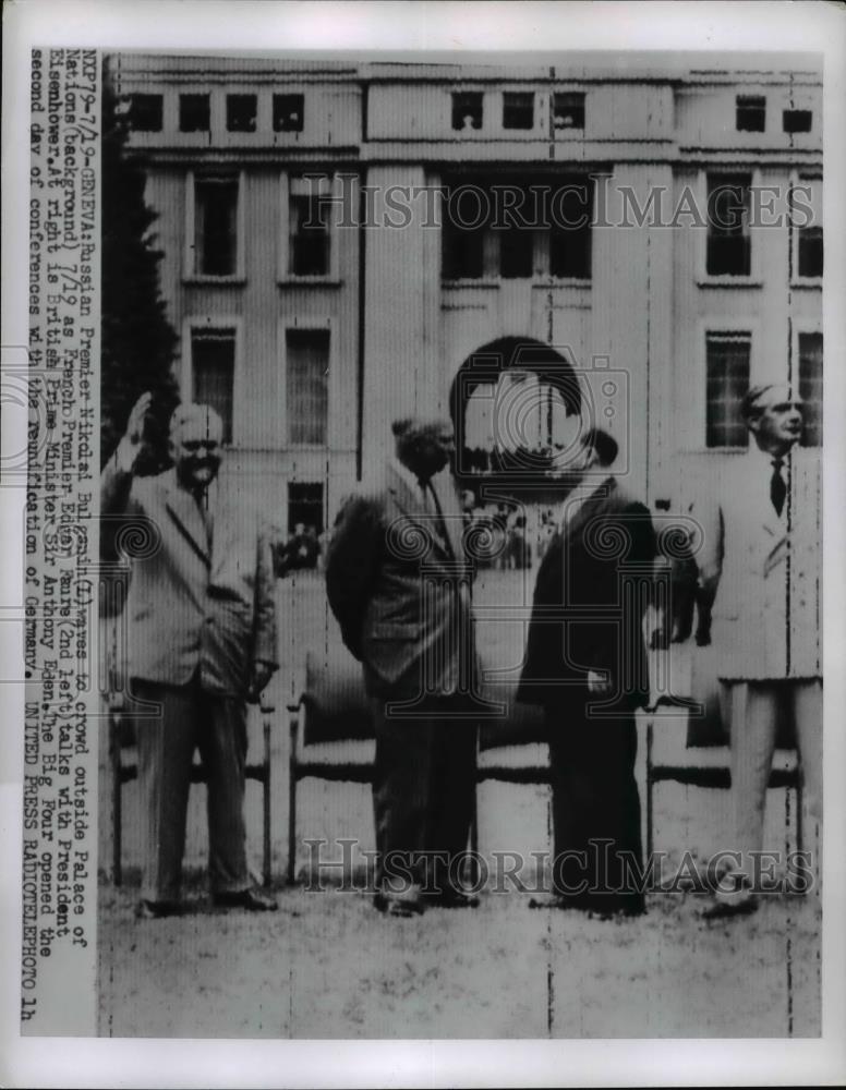 1955 Press Photo President Eisenhower, Soviet Nikolai Bulganin - Historic Images