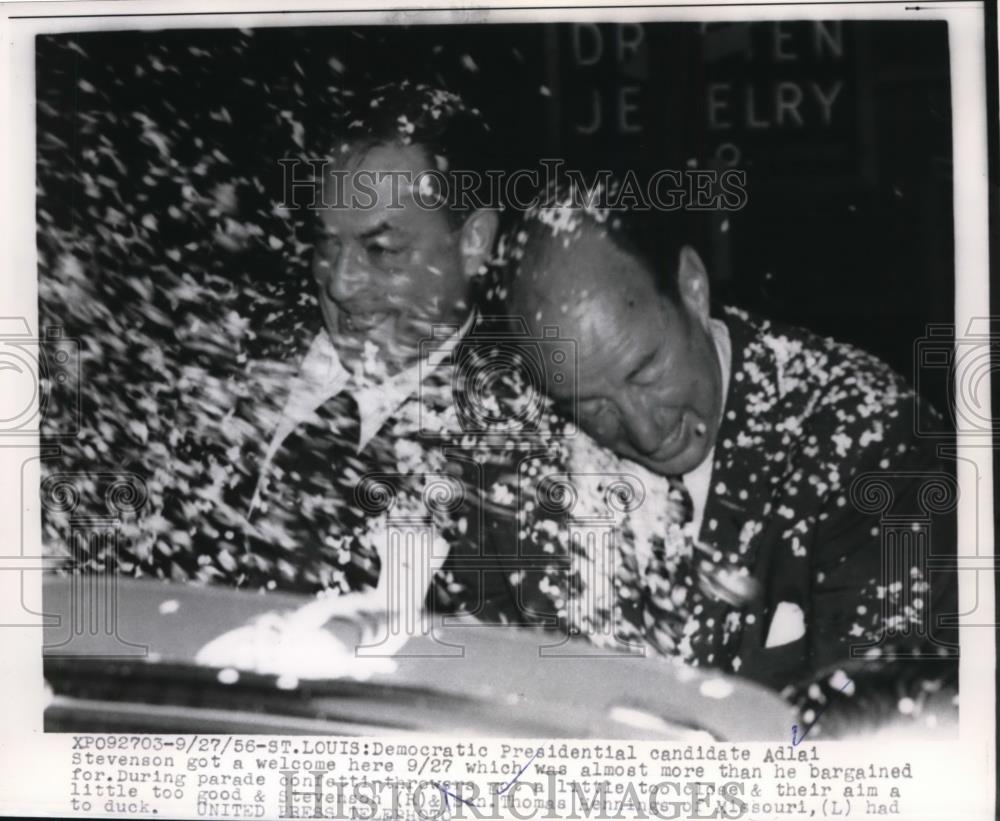 1956 Press Photo Democratic Presidential Candidate Adlai Stevenson in St Louis - Historic Images