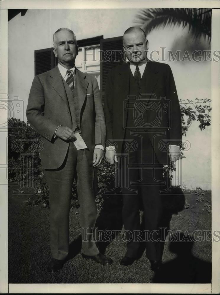 1936 Press Photo Former President Hert Hoover and R W Shaw. - Historic Images