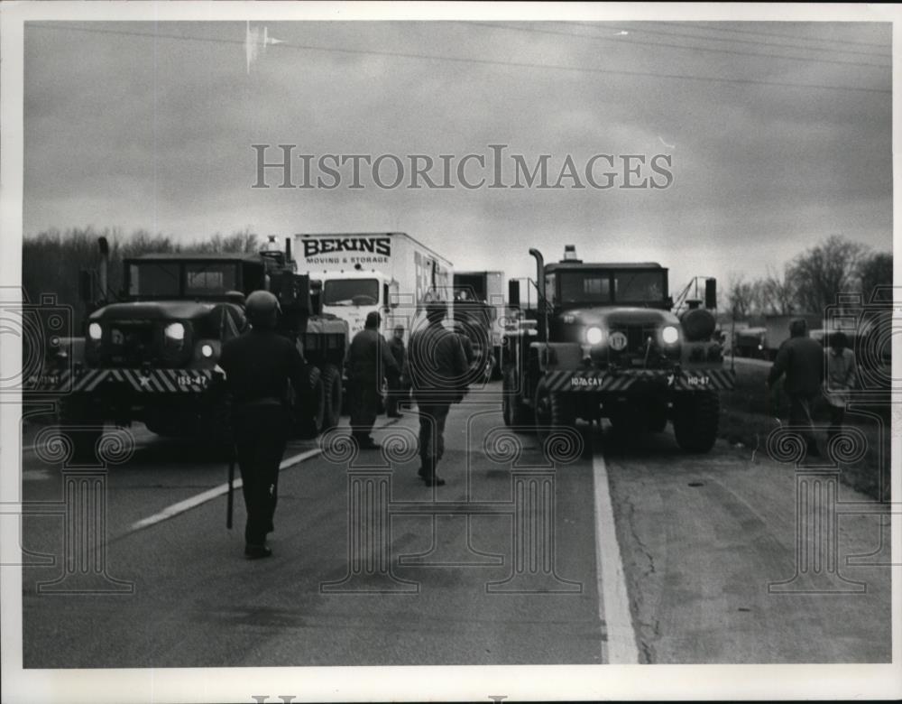 Undated Press Photo National Guard tows trucks on Ohio Turnpike on Berlin Road. - Historic Images
