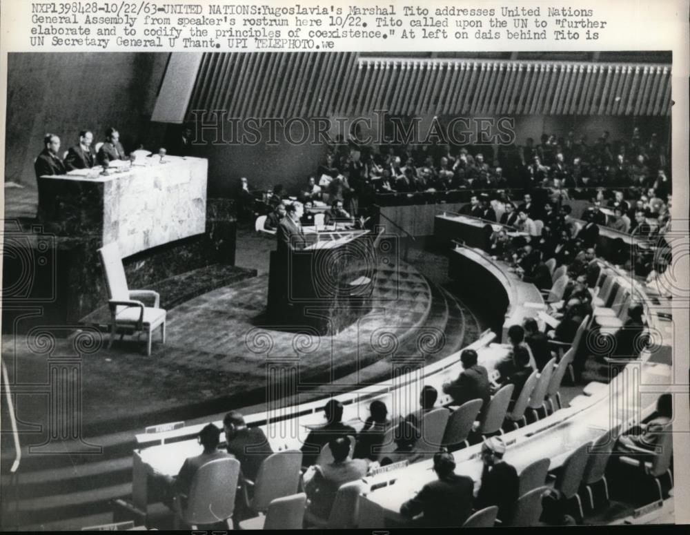 1963 Press Photo Marshal Tito Addresses United Nations - Historic Images