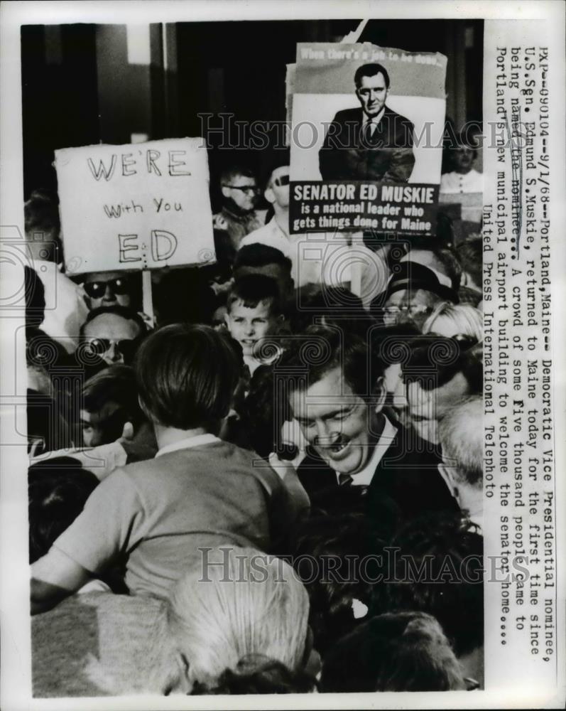 1968 Press Photo Democratic Vice Presidential Nominee Senator Edmund Muskie - Historic Images