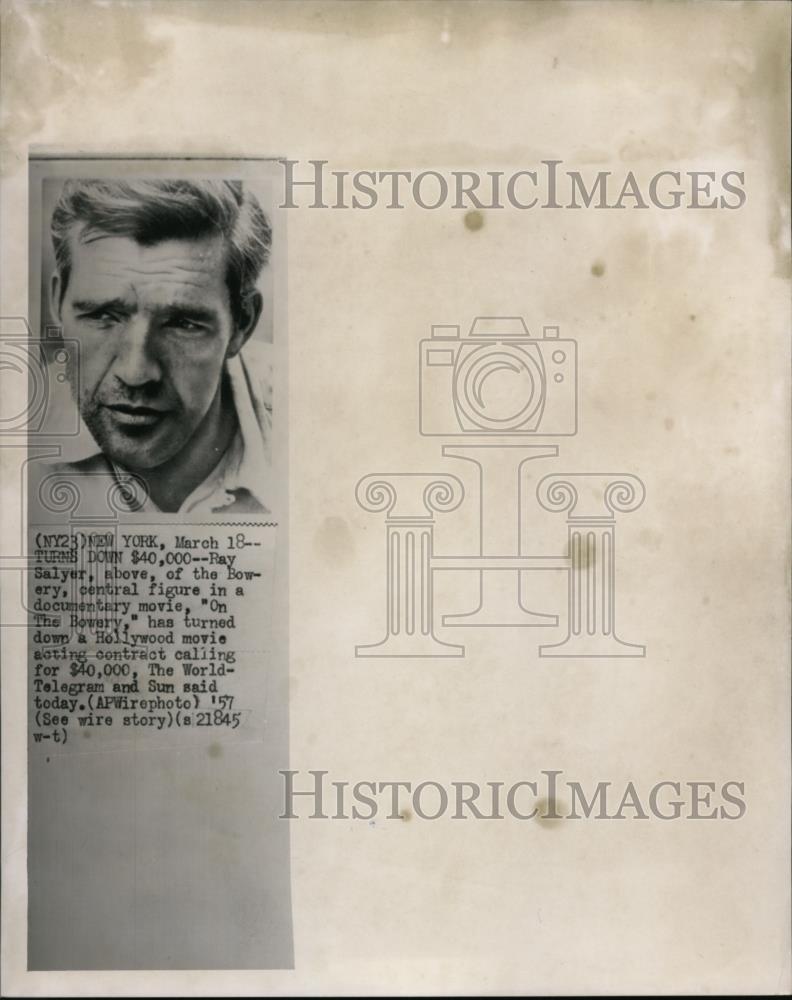 1957 Wire Photo Salyer has turned down a Hollywood movie acting contract - Historic Images
