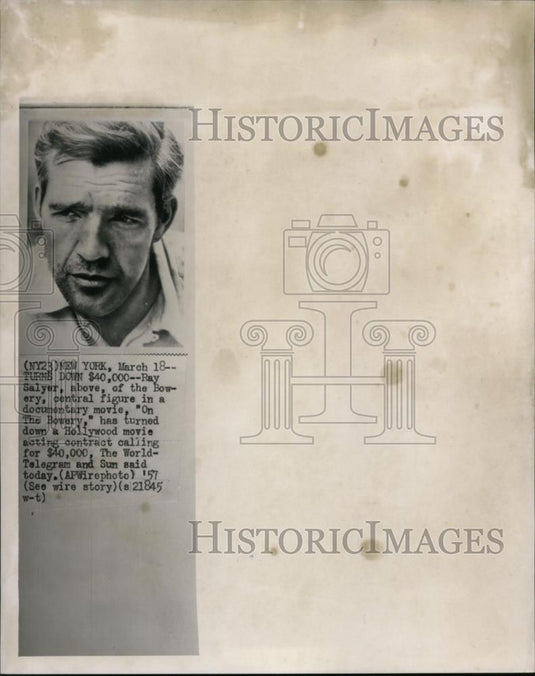1957 Wire Photo Salyer has turned down a Hollywood movie acting contract - Historic Images