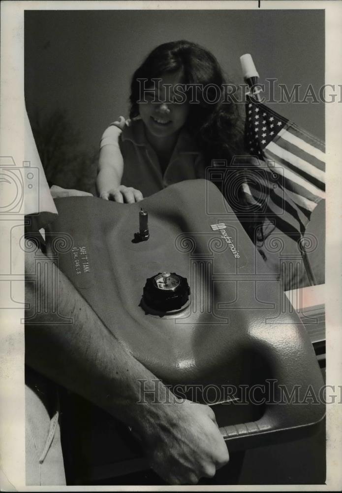 Press Photo Nylon Auxiliary Fuel Tank made by Goodyear Mayfair Marine Corp. - Historic Images