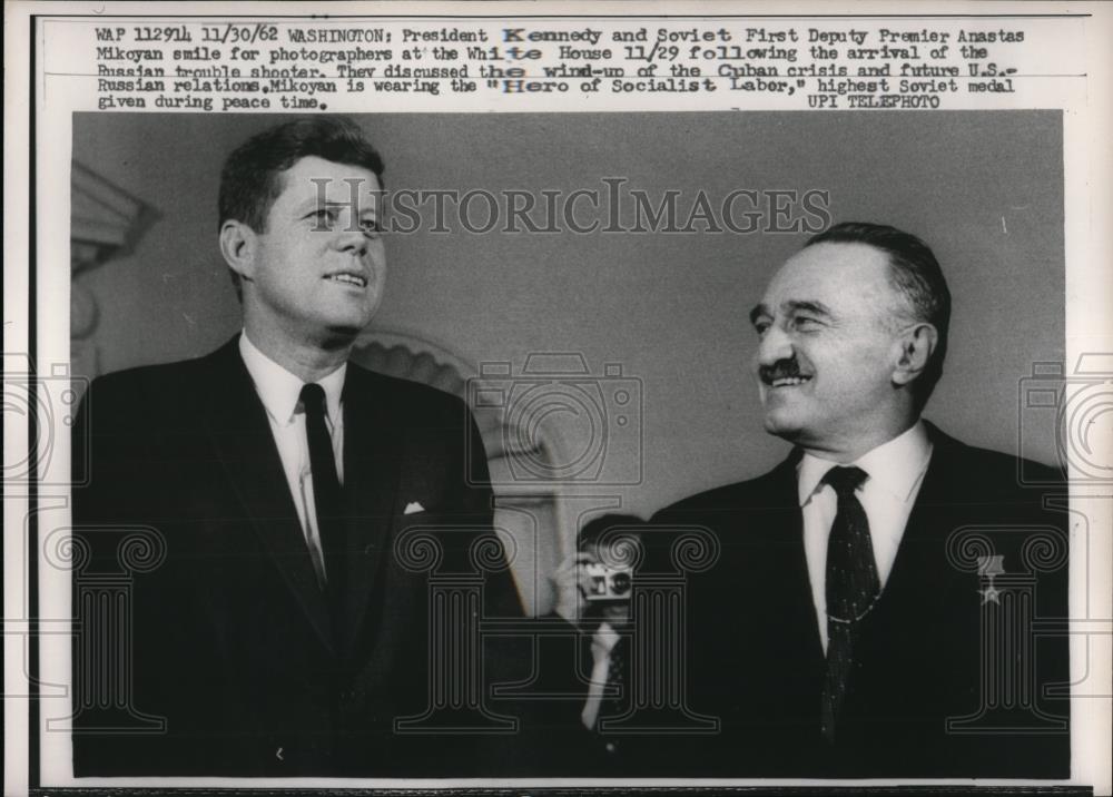 1963 Press Photo Washington: Presidnt Kennedy and Anastas Mikoyan - nee72552 - Historic Images