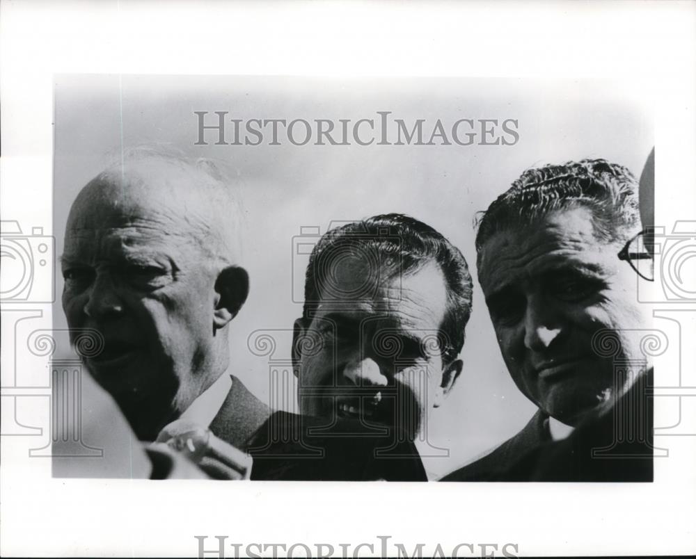 1962 Press Photo Dwight Eisenhower,Richard Nixon and Calif. Mayor G.Chirstopher - Historic Images