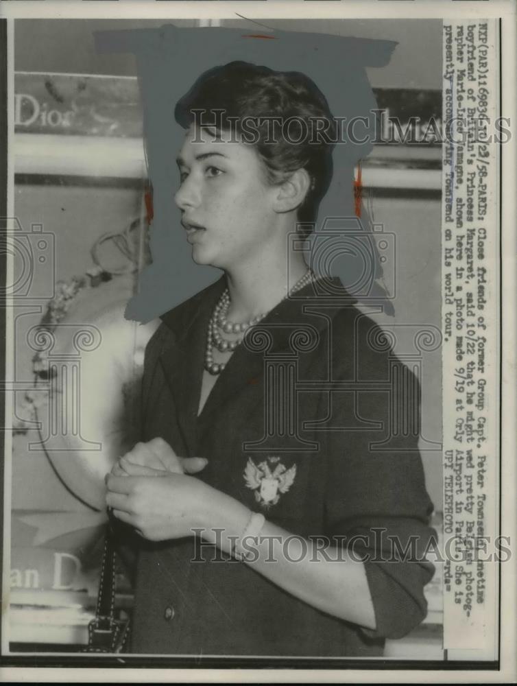 1958 Press Photo Marie-Luce Vamagne is reportedly engaged to Capt. Peter - Historic Images