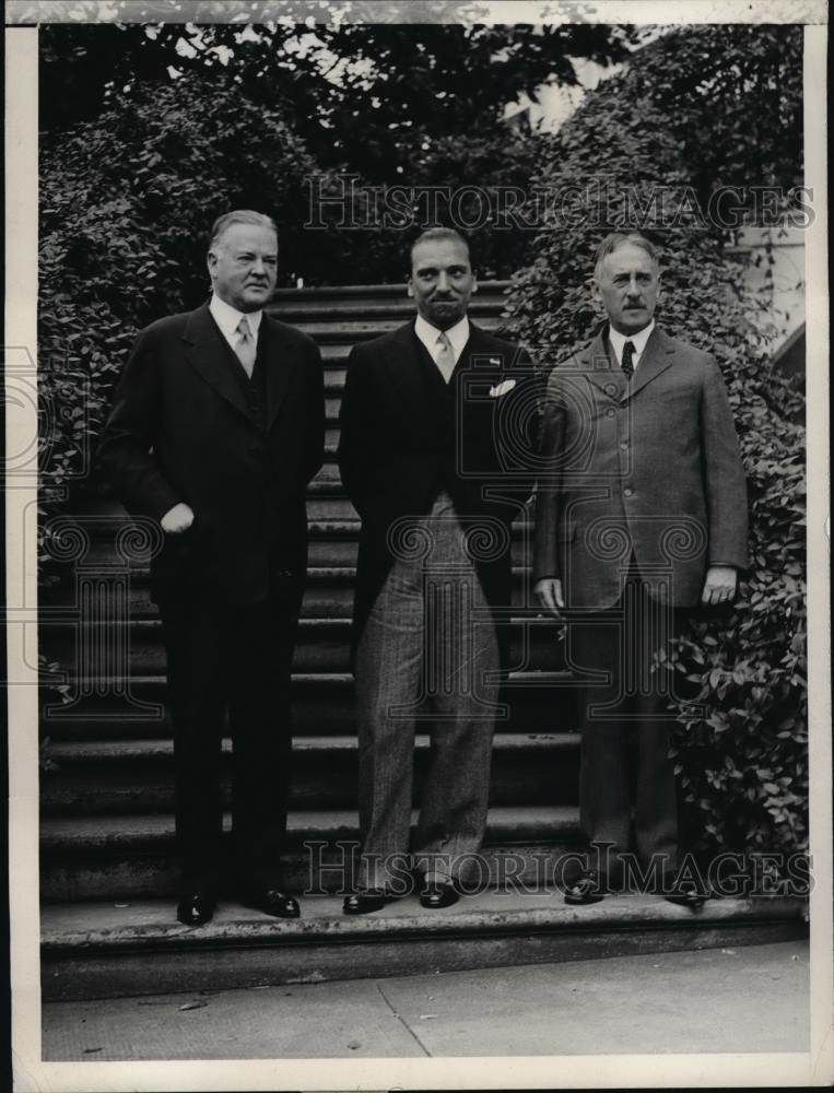 1931 Press Photo President Hoover, Sec of State Stimson, Prmier Dino Grandi - Historic Images