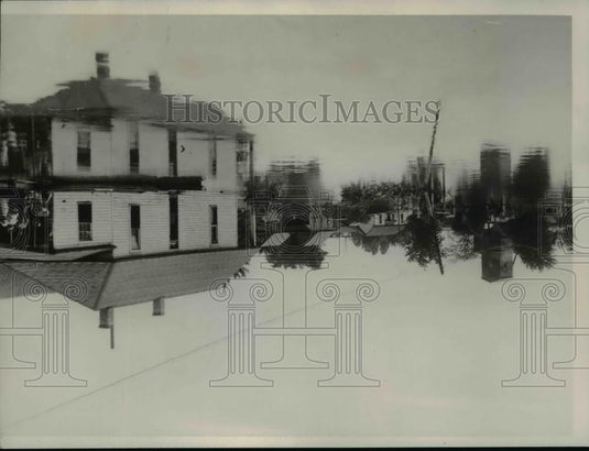 1933 Press Photo Wabash River Flood at Mount Carmel Illinois - Historic Images