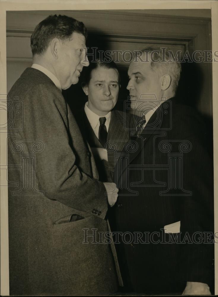 1938 Press Photo Edward J. Kelly, Mayor Burton, Paul Betters Meeting - Historic Images