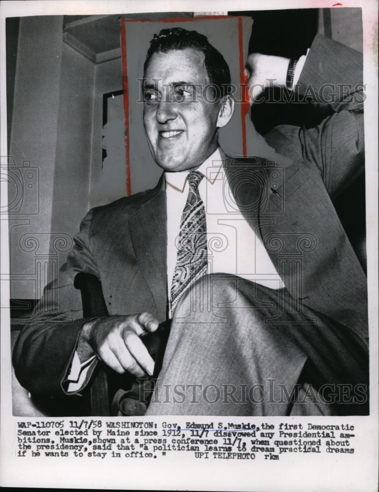 1958 Press Photo Gov Edmund Muskie in Washington - Historic Images