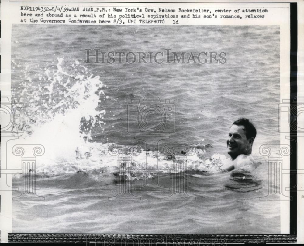 1959 Press Photo Gov.Nelson Rockefeller of N.Y. relaxed at Governors&#39; Conference - Historic Images