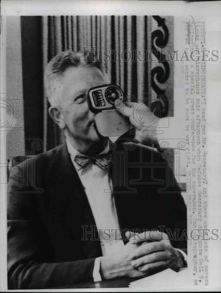 1957 Press Photo Defense Secretary designate Neil H. McElroy at Press Conference - Historic Images